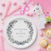 Paarse waterverf bord voor bloemetjesbruiloft