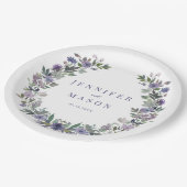 Paarse waterverf bord voor bloemetjesbruiloft