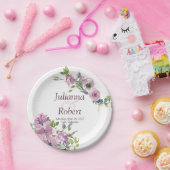 Paarse waterverf bord voor bloemetjesbruiloft (Feest)