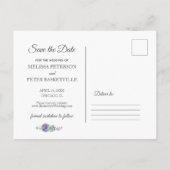 Paarse waterverf botanische save de datum briefkaa aankondigingskaart (Achterkant)