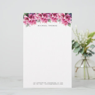 Paarse Waterverf Bougainvillea gepersonaliseerd Briefpapier