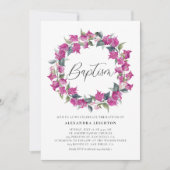 Paarse Waterverf Bougainvillea Wreath Baptisme Kaart (Voorkant)