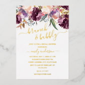 Paarse Waterverf Brunch en bubbel Vrijgezellenfees Folie Uitnodiging (Voorkant)