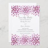 Paarse Waterverf Chrysanthemum Opslaan Datum Save The Date (Voorkant / Achterkant)