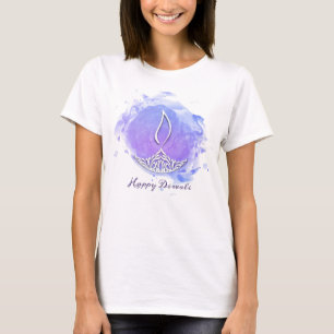 Paarse Waterverf Diwali Deepa T-shirt