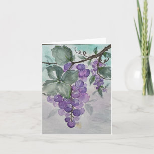 Paarse waterverf druiven - Gevouwen blanco begroet Kaart