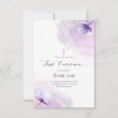 paarse waterverf Eerste Communie Kaart (Voorkant)