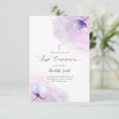 paarse waterverf Eerste Communie Kaart (Staand voorkant)