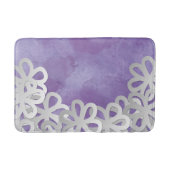 Paarse Waterverf en witte bloemen Badmat (Voorkant)