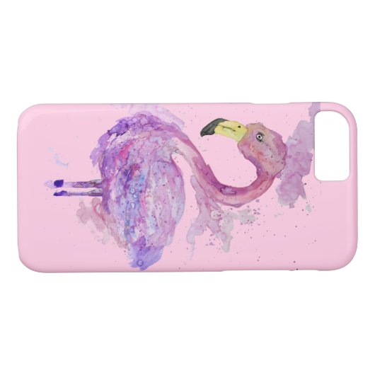 Paarse Waterverf Flamingo Case-Mate iPhone Case (Achterkant (Horizontaal))
