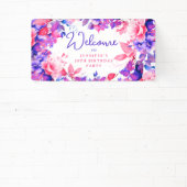 Paarse Waterverf Floral 30e verjaardag Spandoek (Insitu)