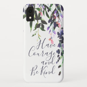 Paarse Waterverf  Floral Drop Quote iPhone XR Hoesje