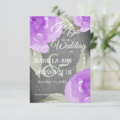 Paarse Waterverf Floral en Chalkboard Save The Date (Staand voorkant)