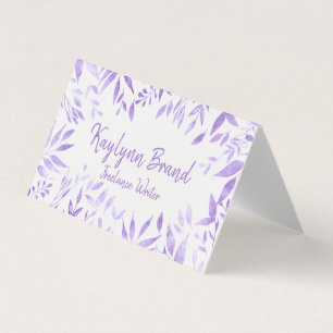 Paarse Waterverf Floral Folded Visitekaartje