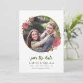 Paarse Waterverf Floral Foto opslaan Datum Save The Date (Staand voorkant)