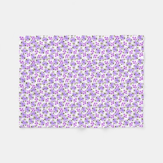 Paarse Waterverf Floral Garden Fleece Blanket (Voorkant (Horizontaal))