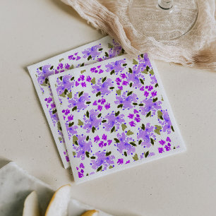 Paarse Waterverf Floral Garden Napkins Servet