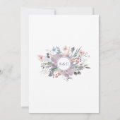 Paarse Waterverf Floral Geometric Wedding Kaart (Achterkant)