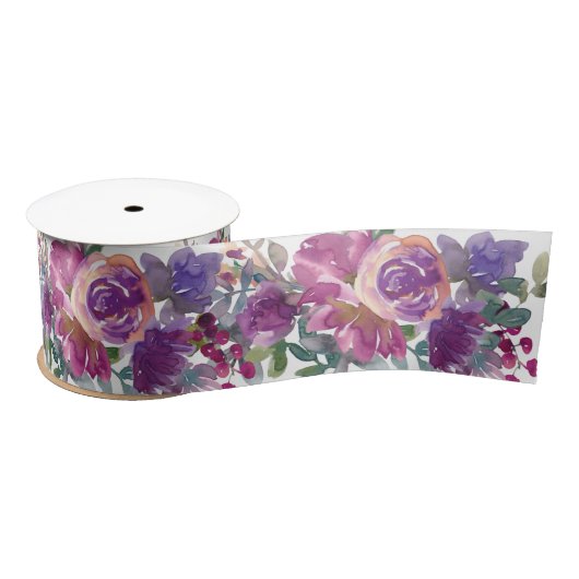 Paarse Waterverf Floral Pattern Lint (Spoel)