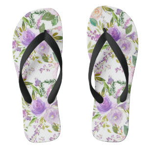 Paarse Waterverf Floral Pattern Teenslippers