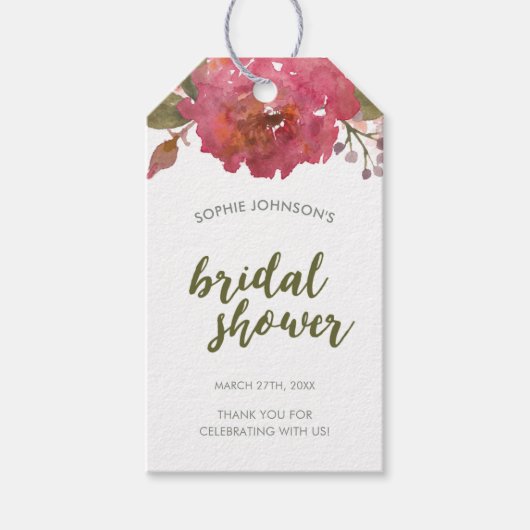 Paarse Waterverf Floral Vrijgezellenfeest Favor Ta Cadeaulabel (Voorkant)