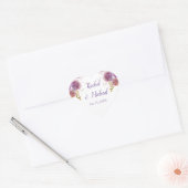 Paarse Waterverf Floral Wedding Hart Sticker (Envelop)