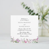 Paarse Waterverf Floral Wedding Kaart (Staand voorkant)