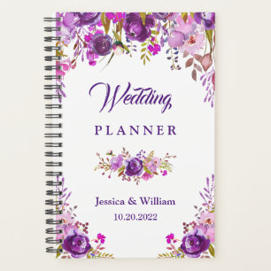 Paarse Waterverf Floral Wedding Planner