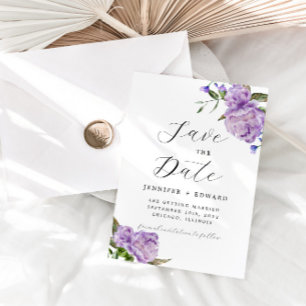 Paarse Waterverf Floral Wedding Save The Date