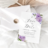 Paarse Waterverf Floral Wedding Save The Date