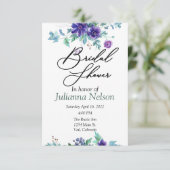 Paarse waterverf florale uitnodiging (Staand voorkant)