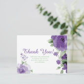 Paarse, Waterverf, Flower Dank u kaarten (Staand voorkant)