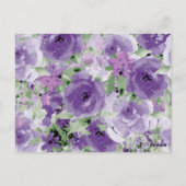 Paarse, Waterverf, Flower Dank u kaarten (Achterkant)