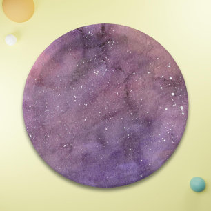 Paarse Waterverf Galaxy Papieren Bordje