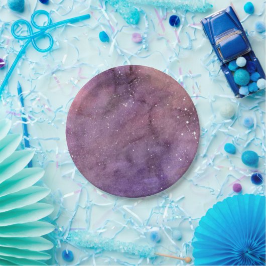 Paarse Waterverf Galaxy Papieren Bordje (Feest)
