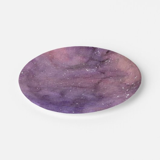 Paarse Waterverf Galaxy Papieren Bordje (Gekanteld)