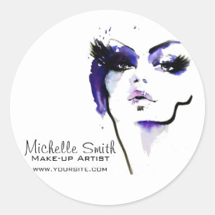 Paarse waterverf gezicht make-up artiest brandmerk ronde sticker