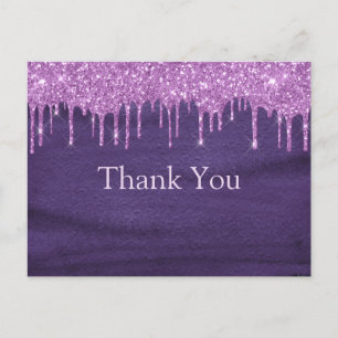 Paarse Waterverf Glitter Typografie Dank Je Briefkaart