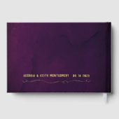 Paarse Waterverf Gold Script Elegant Wedding Gastenboek (Achterkant)