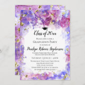 Paarse Waterverf Gold Splatter Graduter Party Kaart (Voorkant / Achterkant)