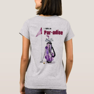 Paarse waterverf golftas, vlag en bal t-shirt