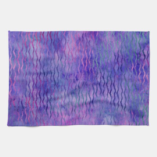 Paarse Waterverf golvende strepen modern Theedoek (Horizontaal)