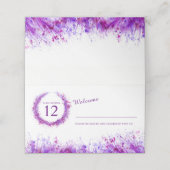 Paarse waterverf gras splash bruiloft plaats kaart (Buitenkant ongevouwen)