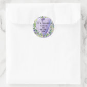 Paarse Waterverf hart en bloemen Verloving Ronde Sticker (Tas)