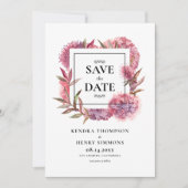 Paarse Waterverf Hydrangea Bloem Kader Save The Date (Voorkant)