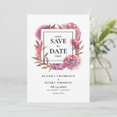 Paarse Waterverf Hydrangea Bloem Kader Save The Date (Staand voorkant)