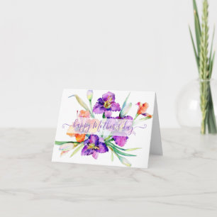 Paarse waterverf Iris Feestdagen Kaart