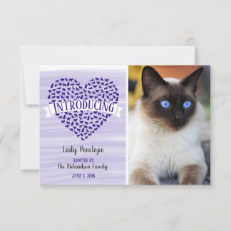Paarse Waterverf Kat Hart Pet Foto Aankondiging