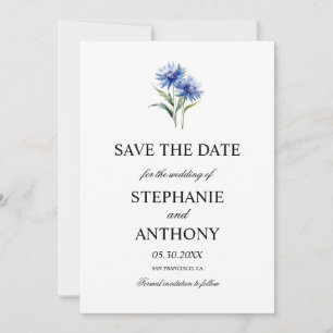 Paarse Waterverf korenbloem WIldflower bruiloft Save The Date