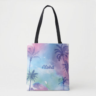 Paarse waterverf Landschap Hawaï Tote Bag